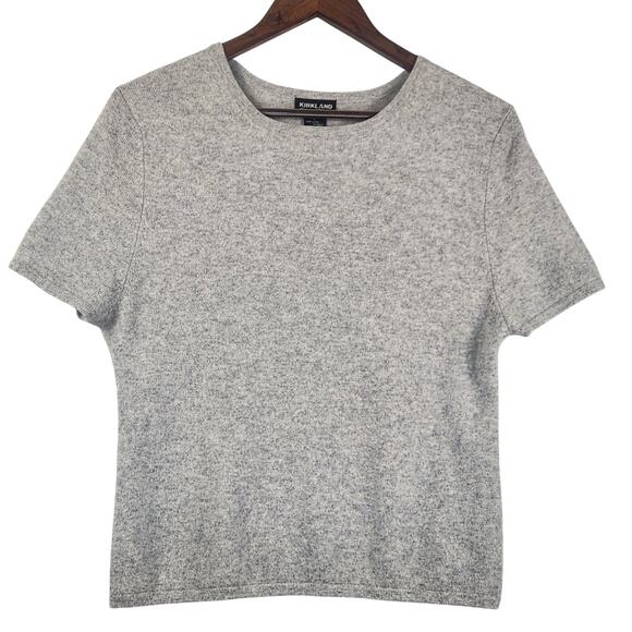 Kirkland Signature Sweaters - Kirkland Signature 2-Ply Cashmere Pullover Sweater Women L Gray Short Sleeve EUC